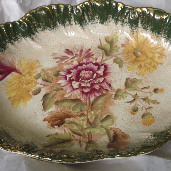 Antique Barkers & Kent "Chrysanthemum" Oval Plate | Victorian Hand-Painted - Picture 8 of 10